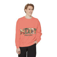 Vintage Varsity Merry Christmas sweatshirt in soft cotton blend with cozy holiday design