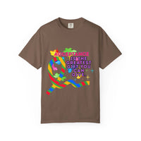 Black garment-dyed t-shirt with Autism Acceptance design, from Printify, size S.