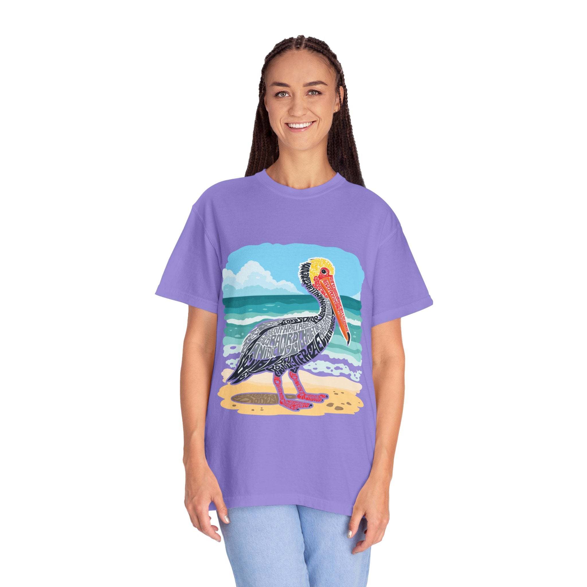 Vintage coastal Pelican Letter Poster graphic tee with soft garment-dyed fabric and relaxed fit