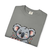 Soft on the Outside Savage on the Inside gray t-shirt with playful winking koala graphic