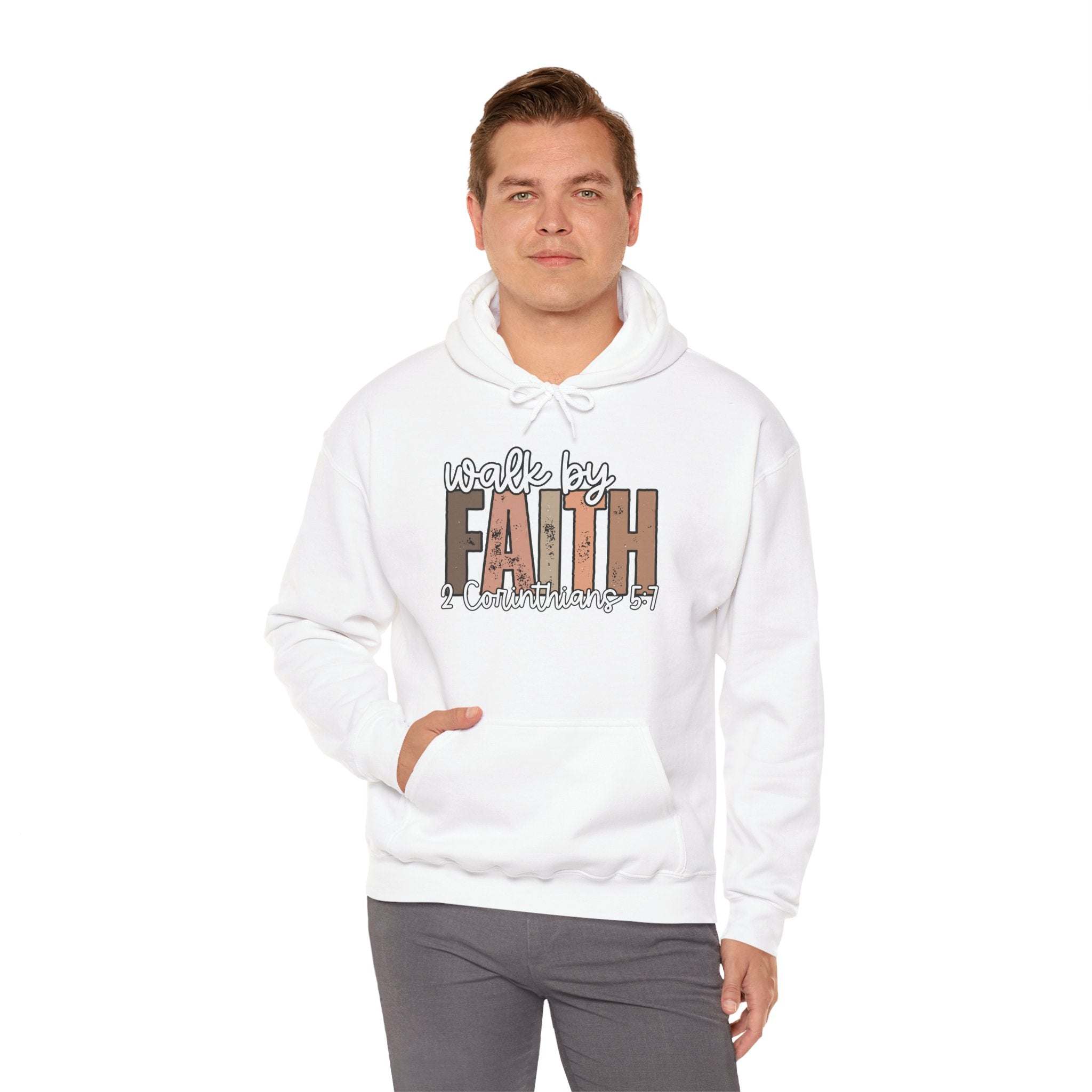Faith Over Fear Hoodie with Walk by Faith inspirational design and cozy fit