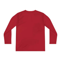 Red long sleeve youth tee back view baseball Halloween ghost design