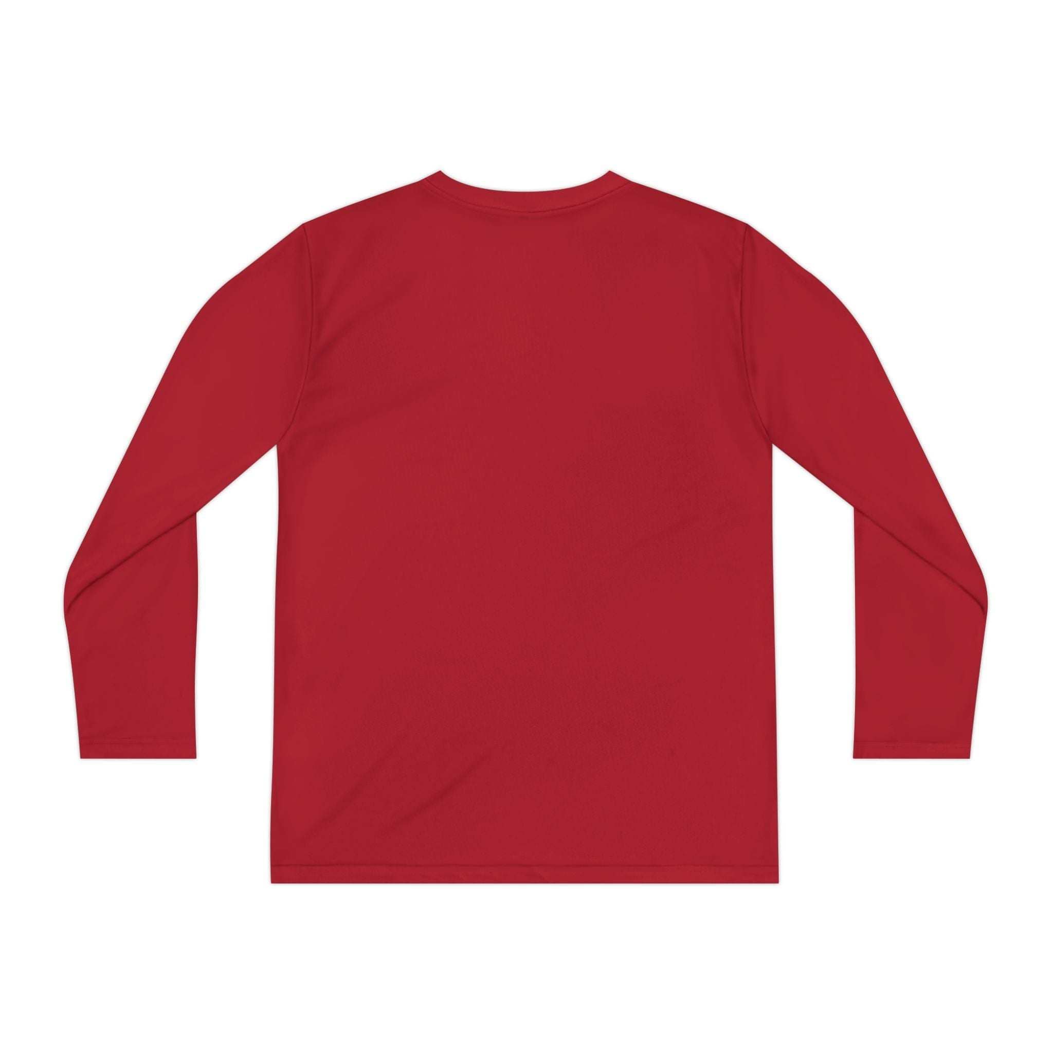 Red long sleeve youth tee back view baseball Halloween ghost design