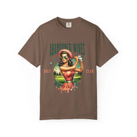 Vintage unisex T-shirt with Abandoned Wives Golf Club retro design and humorous golf-themed artwork