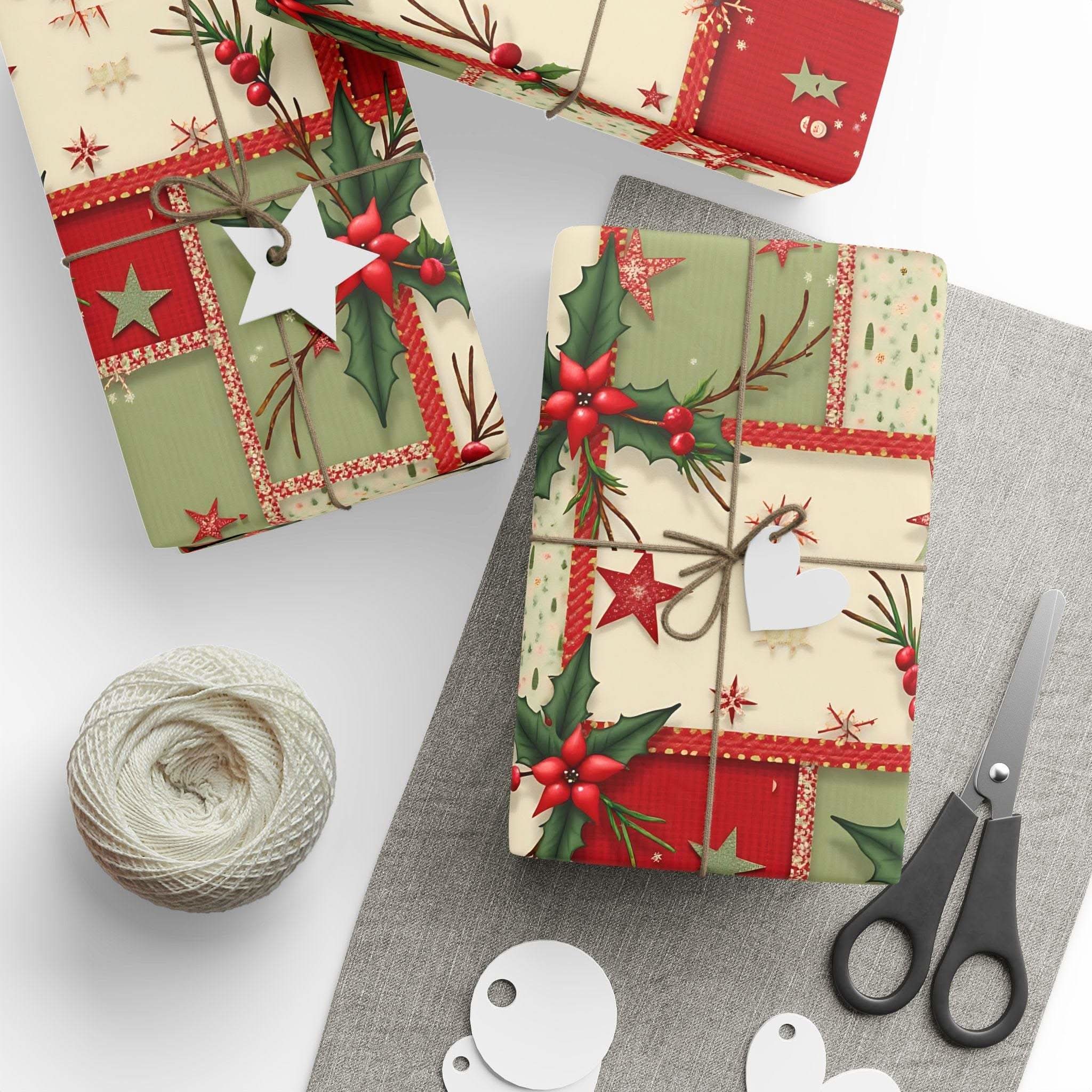 Vintage Christmas Stars wrapping paper with aged star motifs and retro holiday design