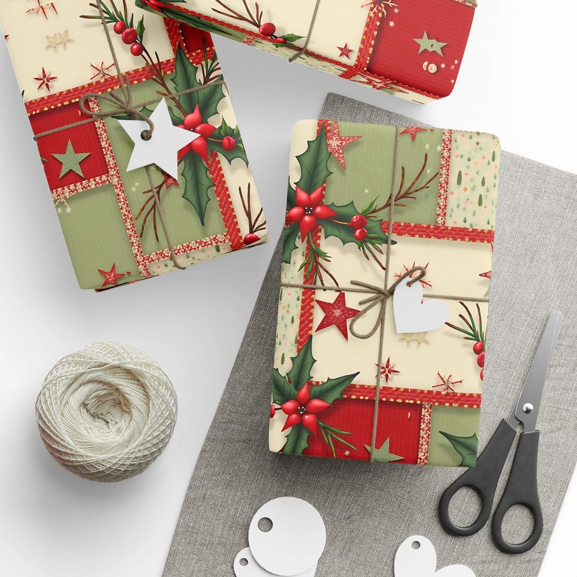 Vintage Christmas Stars wrapping paper with aged star motifs and retro holiday design