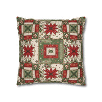 Patchwork Christmas Star pillowcase with warm patchwork quilt design for holiday decor