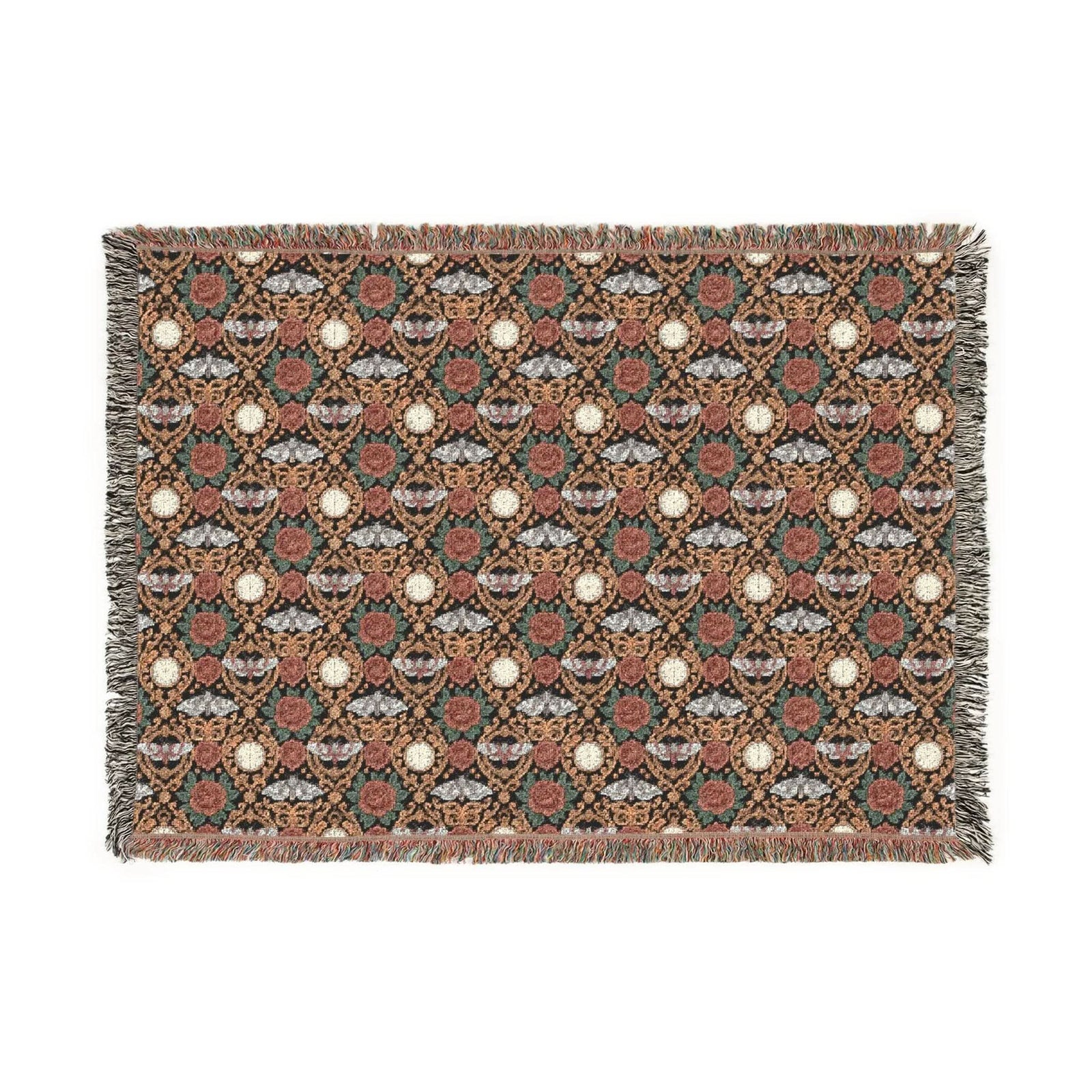 Victorian Gothmas Woven Blanket with gothic holiday colors and Victorian parlor design