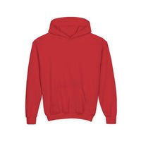 Red Patchwork Wild Word Hoodie with kangaroo pocket for children, made of cotton-polyester blend