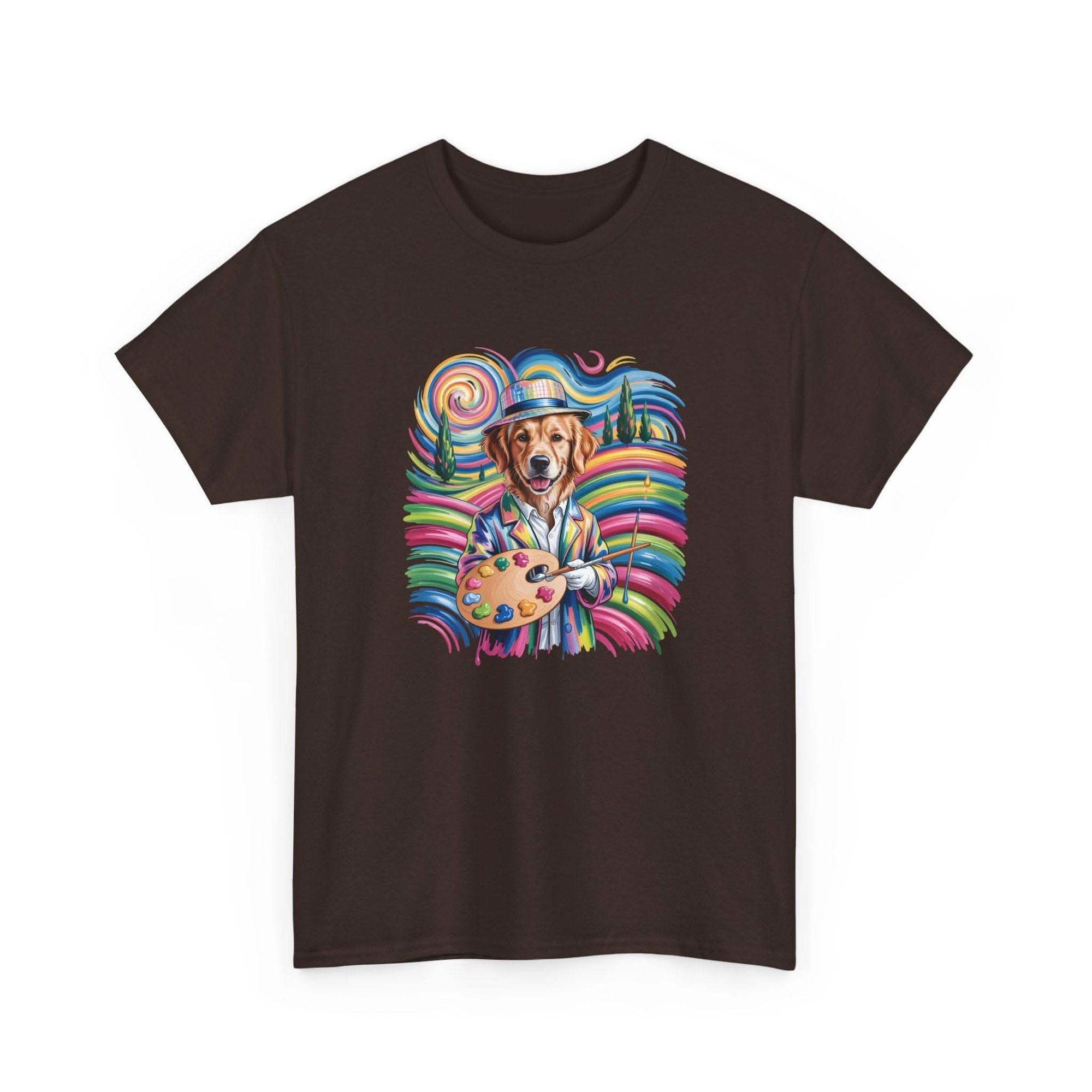 Colorful Artist Dog T-Shirt | Painter Palette, Rainbow Swirls