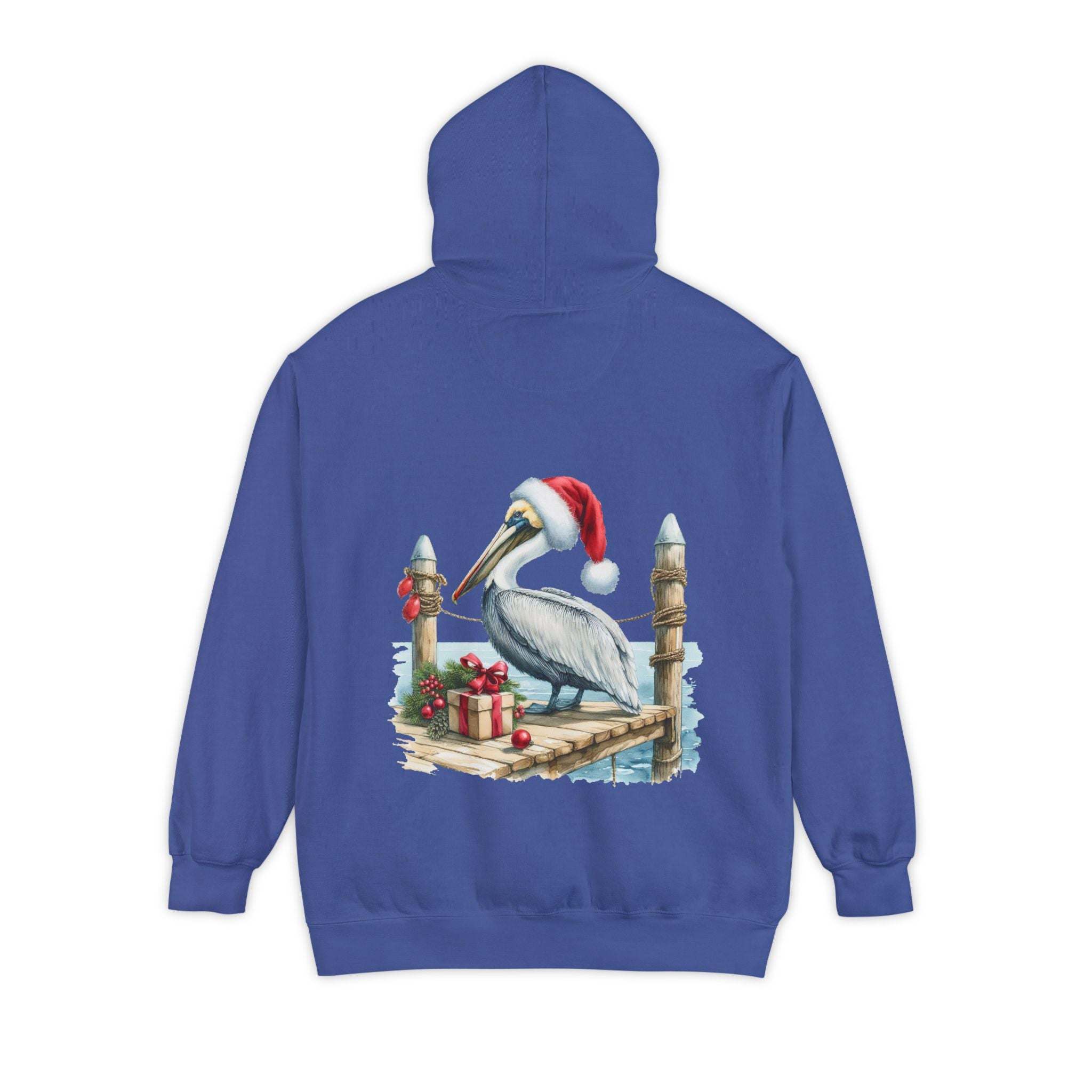 Hoodie - Pelican in a Santa Hat Design