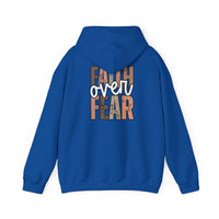 Faith Over Fear Hoodie with "Walk by Faith" inspirational Christian design, cozy and stylish sweatshirt for everyday wear