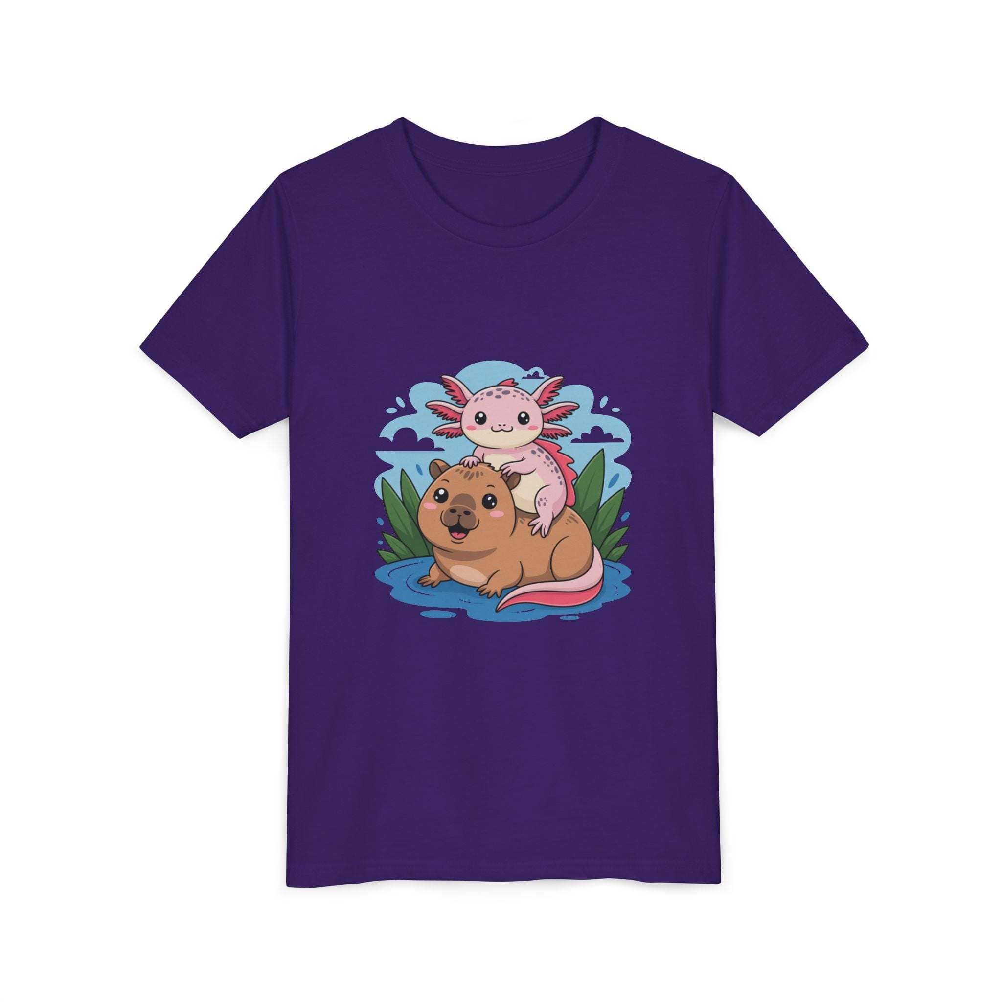 Youth Tee - Axolotl on a Capybara Design