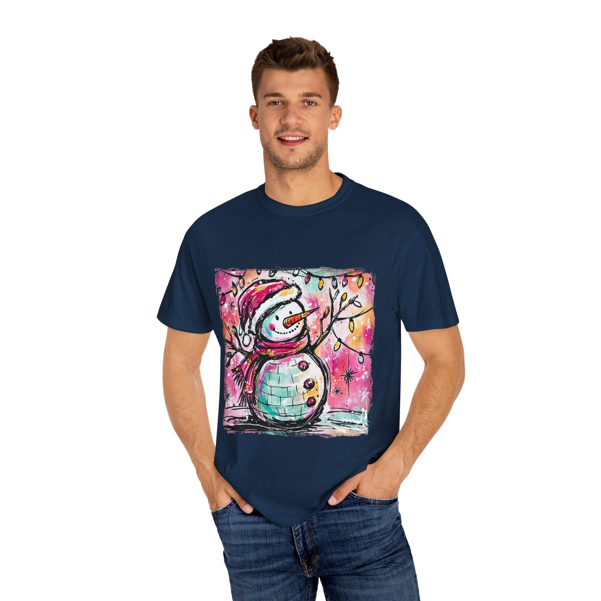 Unisex T-shirt Retro Disco Ball Snowman Tee