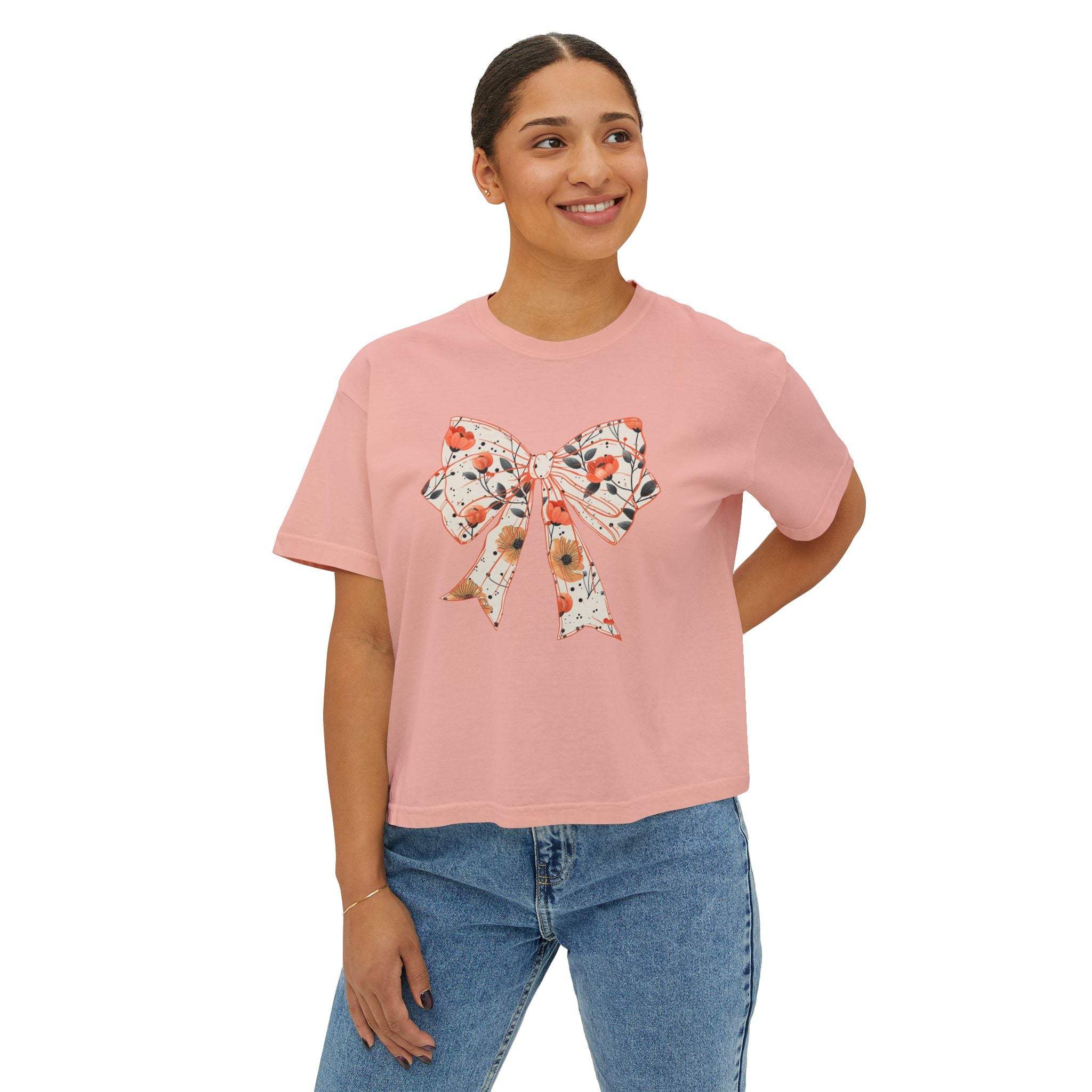 Women's Tee - Floral Coquette Bow Design