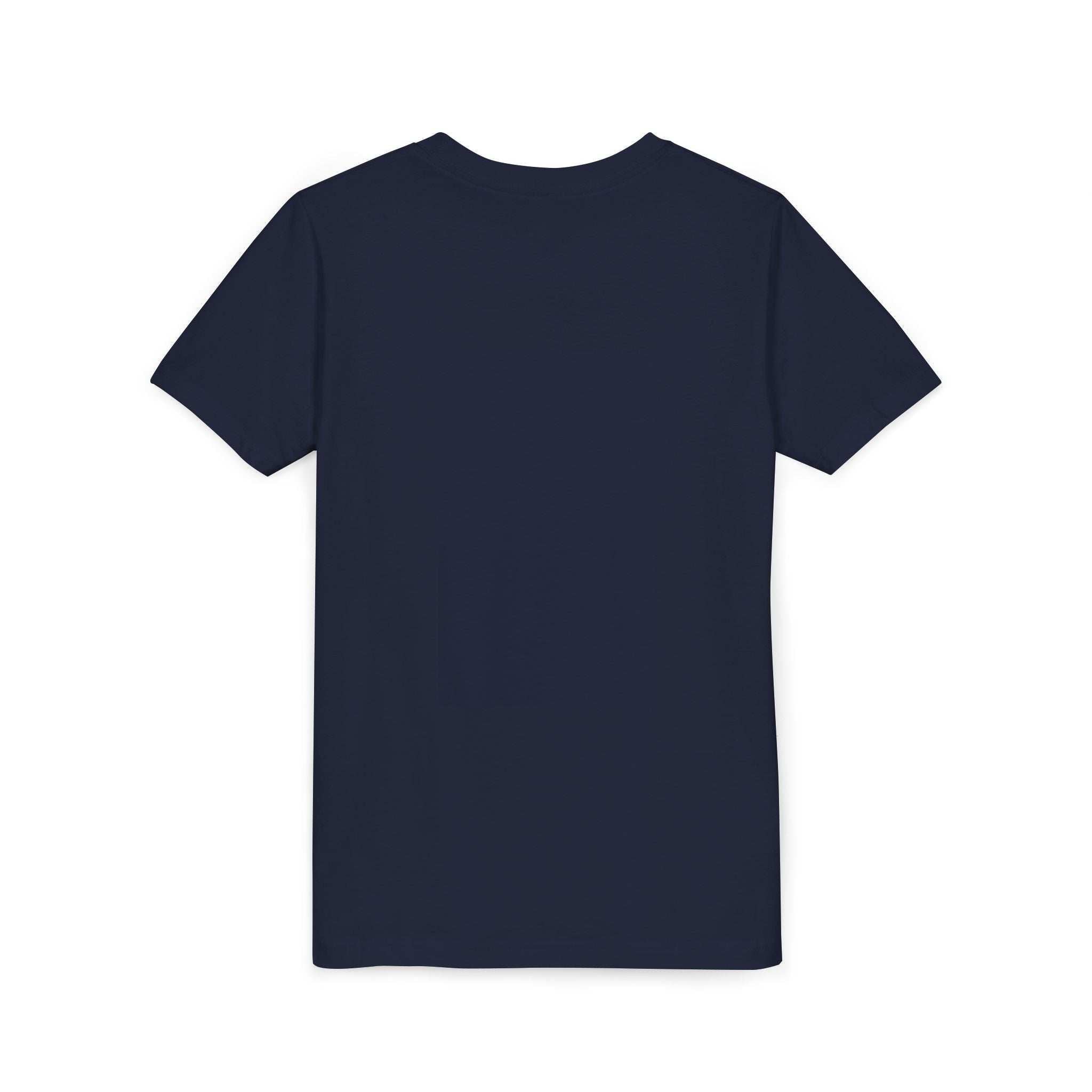 Navy blue t-shirt on a white background
