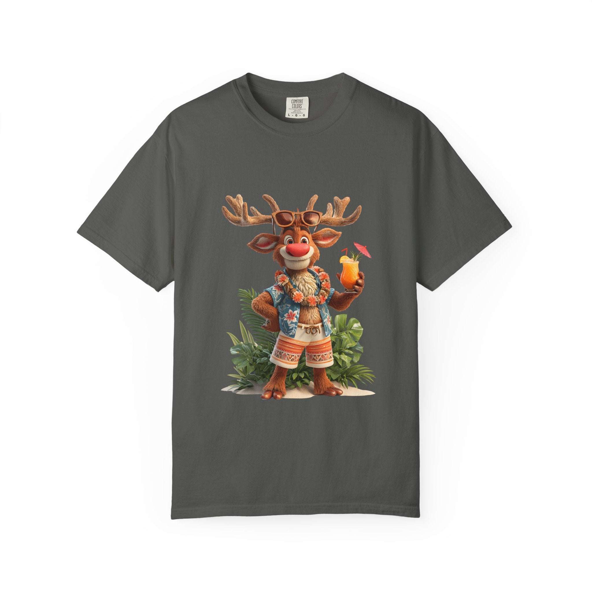 T-Shirt Tropical Vacation Reindeer Unisex Garment-Dyed Tee