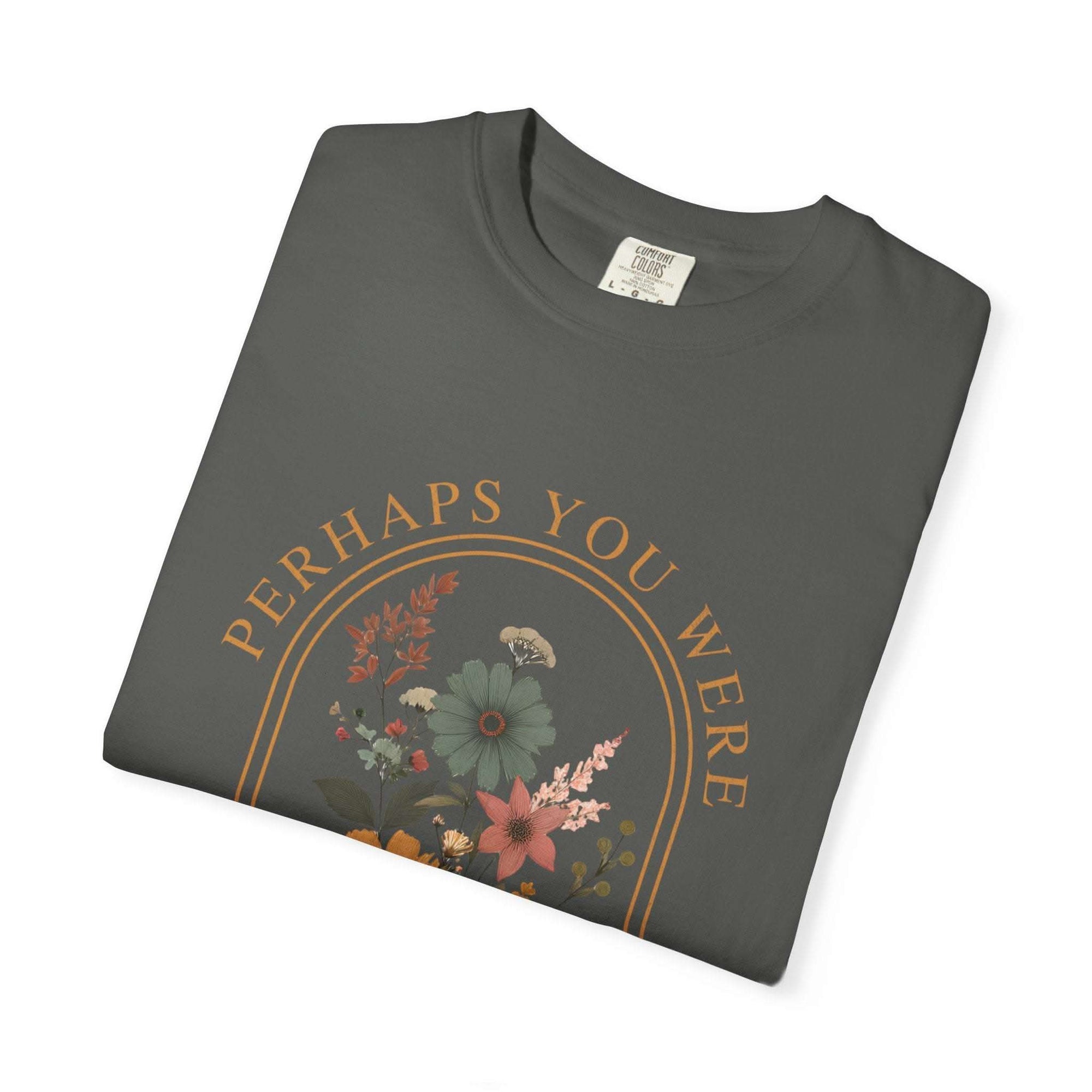 Garment-dyed soft cotton T-shirt with "Created For Such A Time As This" faith message