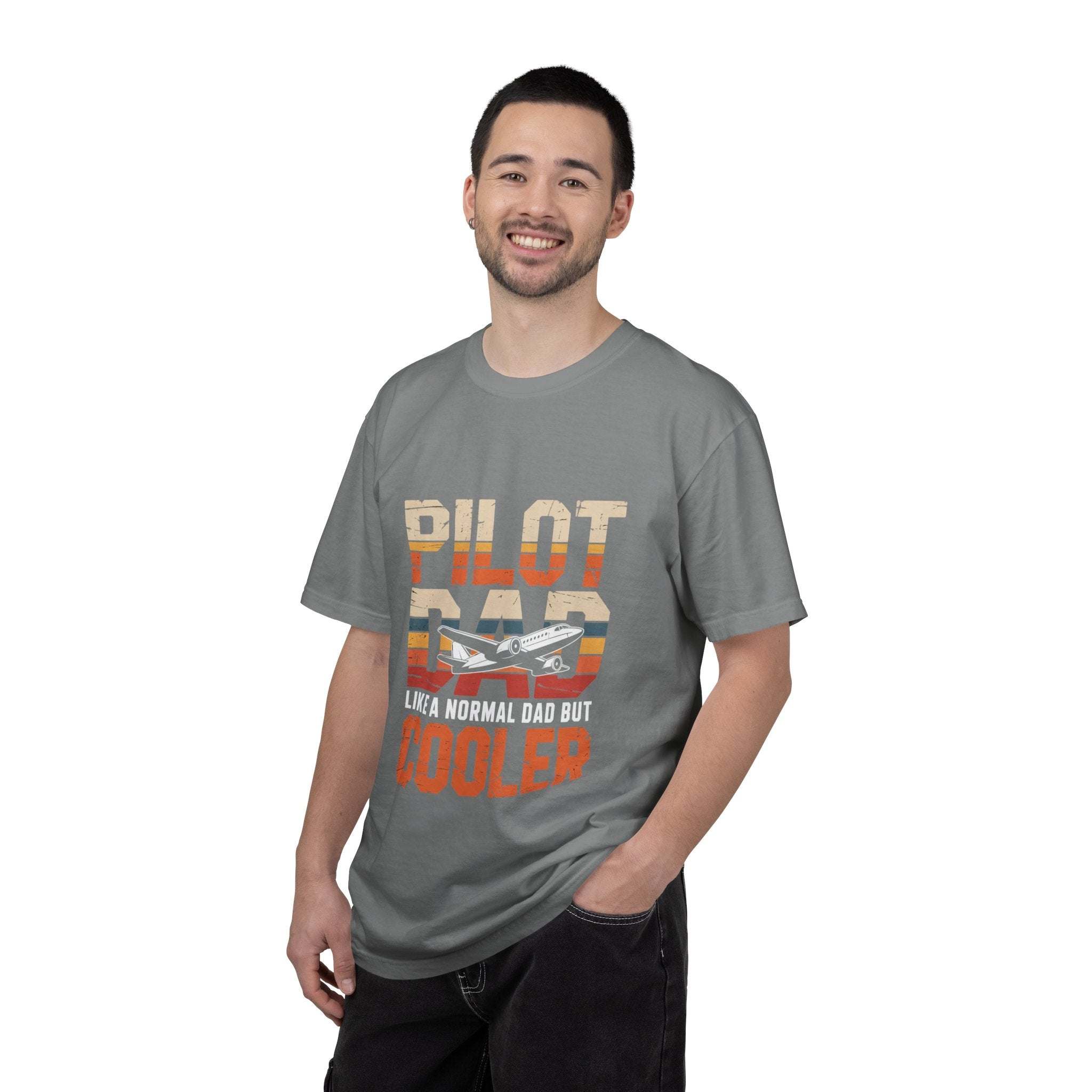 Pilot Dad Like a Normal Dad But Cooler T-shirt in vintage tones with relaxed fit and pilot humor design