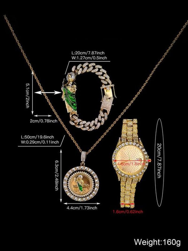 Luxury watch and jewelry set showcasing elegant timepieces and accessories