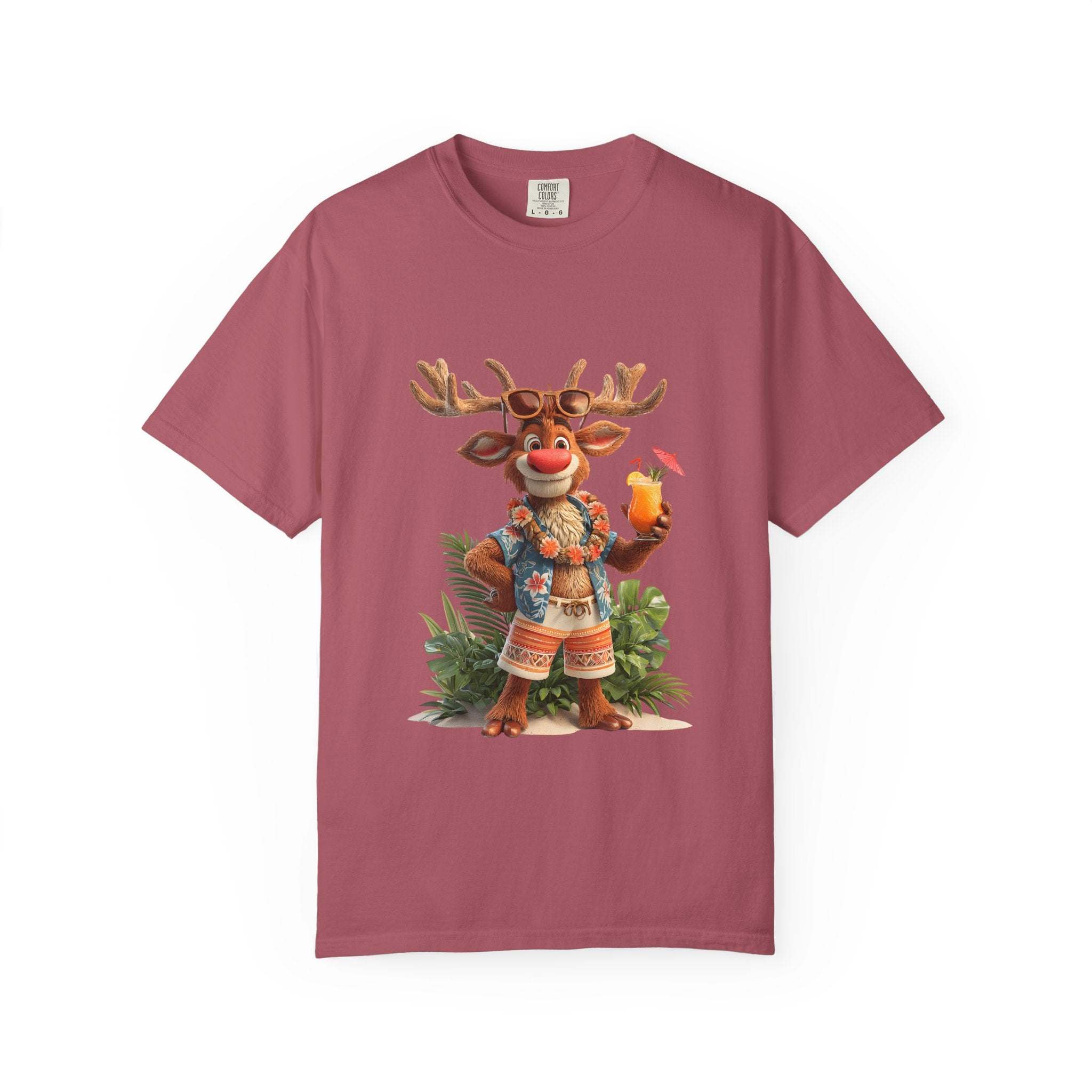 T-Shirt Tropical Vacation Reindeer Unisex Garment-Dyed Tee