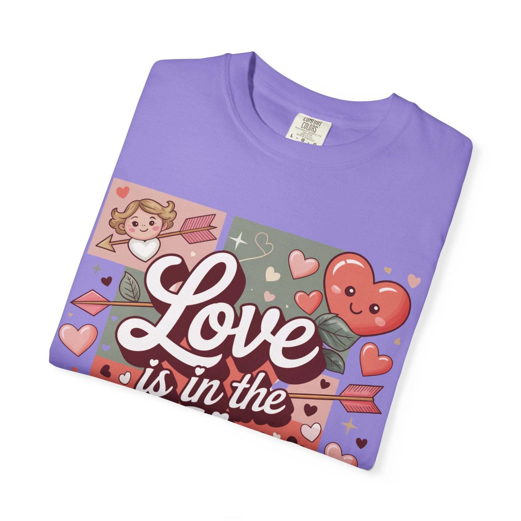 Valentine's Love Is in the Air t-shirt with heart collage and vintage look
