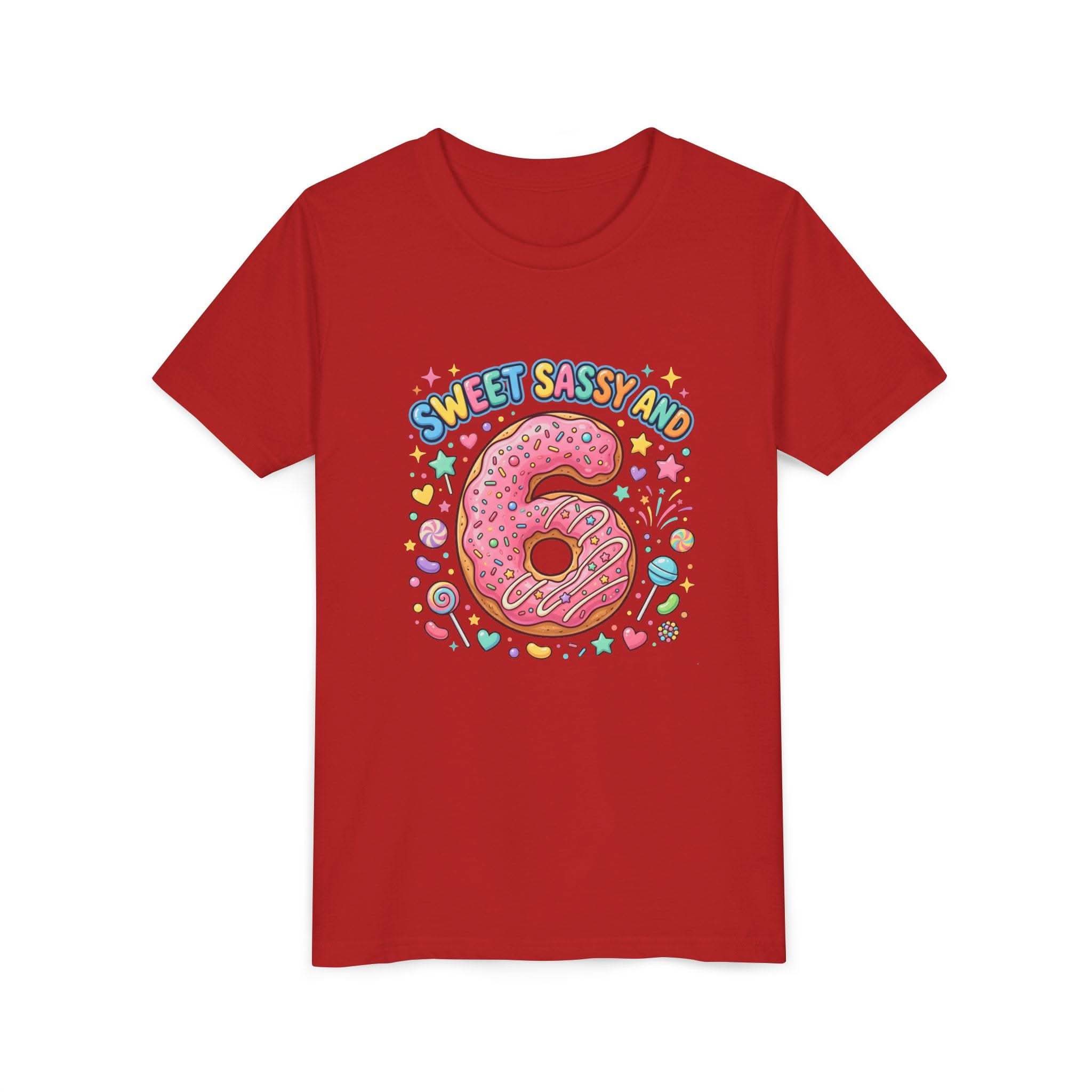 Sweet Sassy and 6 Youth Tee | Donut Number Six Birthday Shirt