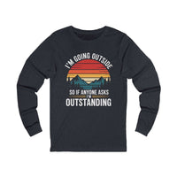Vintage sunset mountains graphic on long sleeve hiking t-shirt with outdoor adventure theme