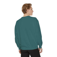 unisex garment-dyed sweatshirt in teal with relaxed fit, perfect cozy holiday wear