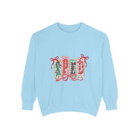 Pepper garment-dyed sweatshirt for preppy SPED teachers, featuring a festive Christmas design by Printify