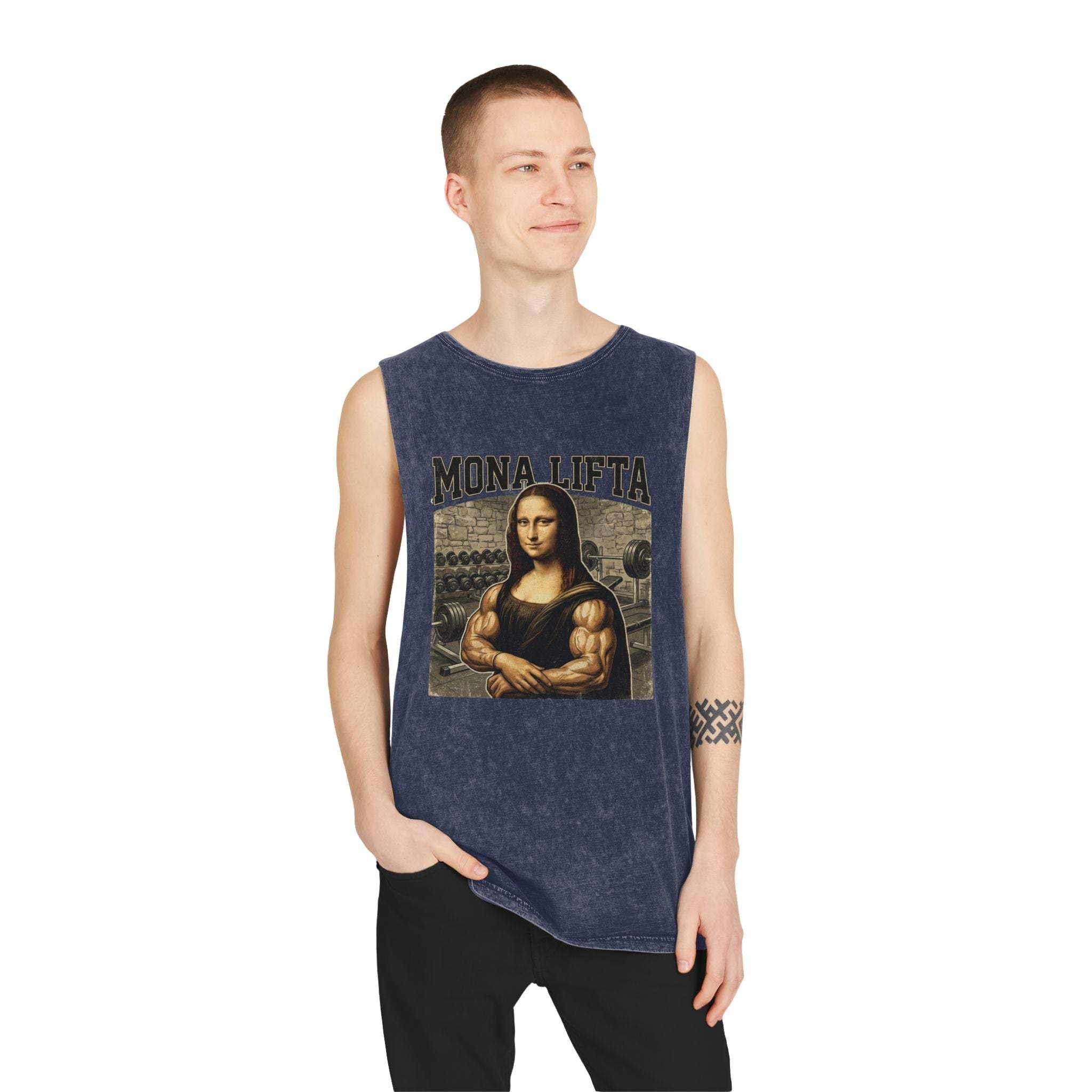 Mona Lifta muscle Mona Lisa tank top | vintage stonewash art tee