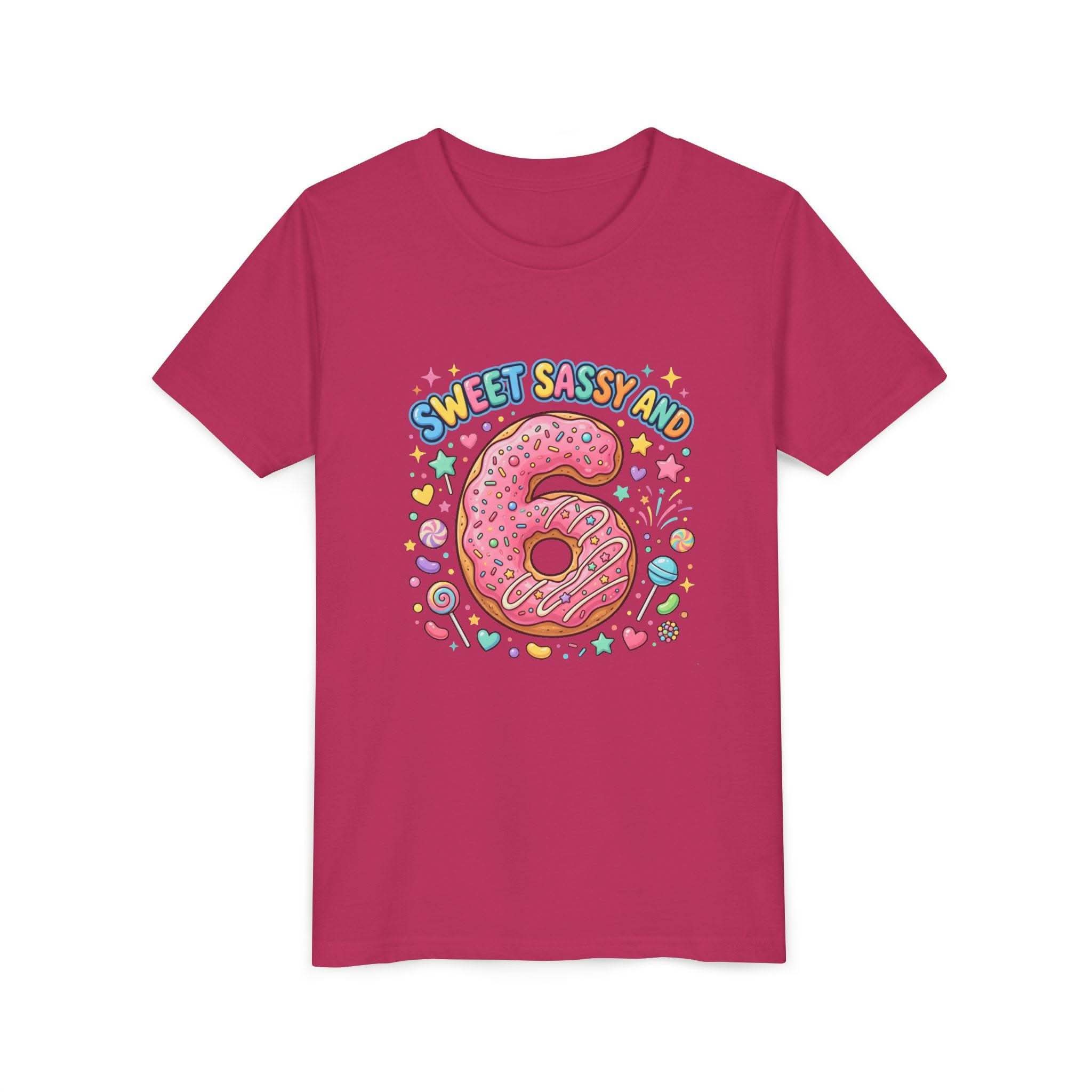 Sweet Sassy and 6 Youth Tee | Donut Number Six Birthday Shirt