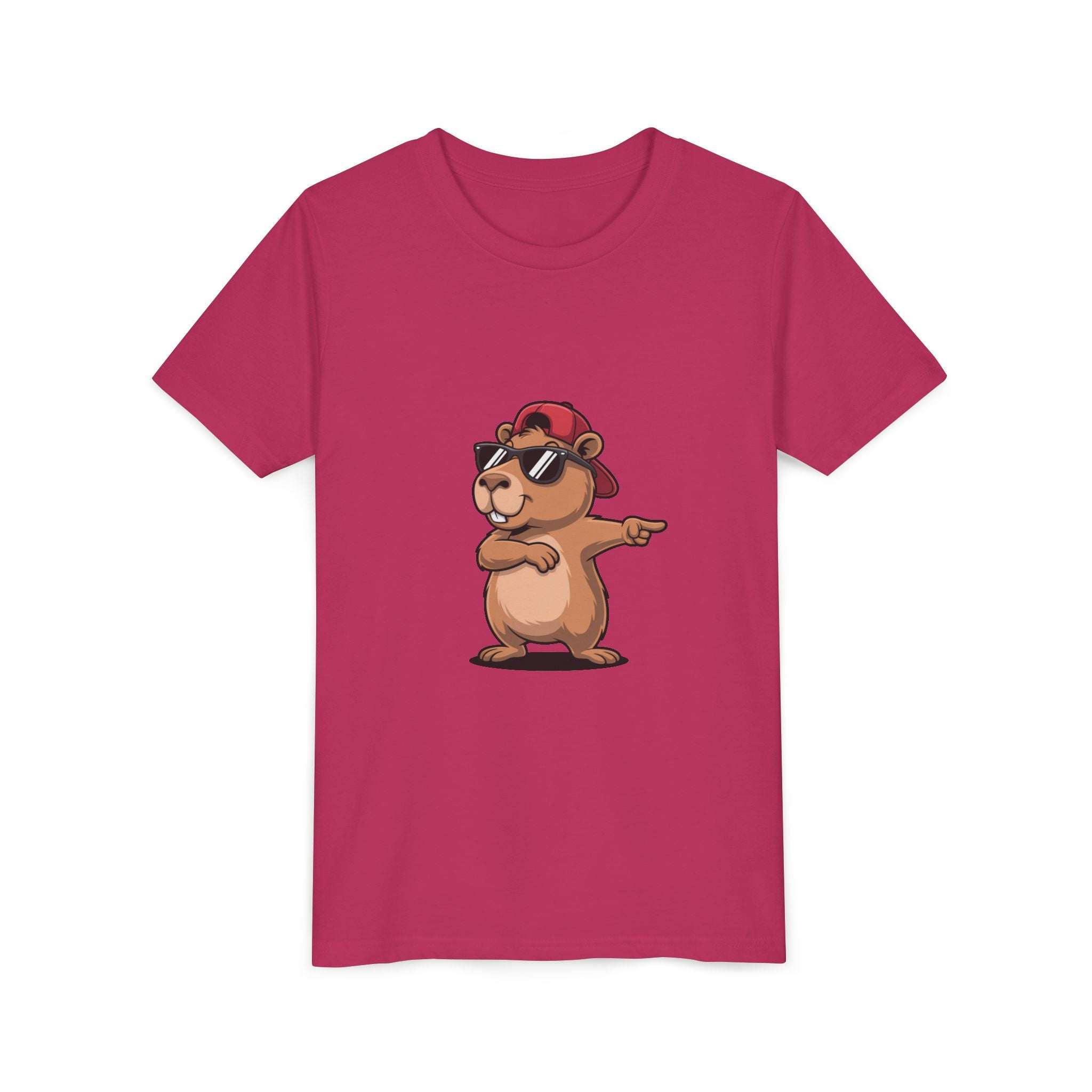 Cool capybara in hat and sunglasses youth tee soft cotton kids shirt