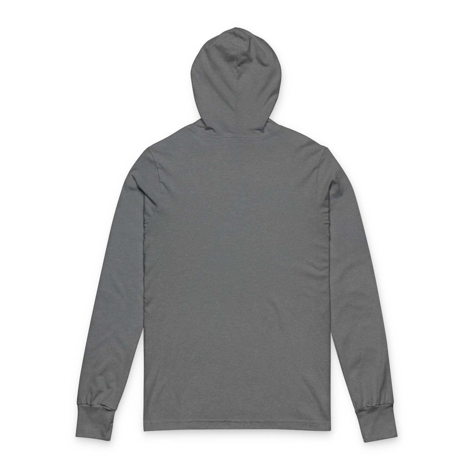 gray long sleeve Autism Awareness Hoodie tee with crossover V neckline and side seams