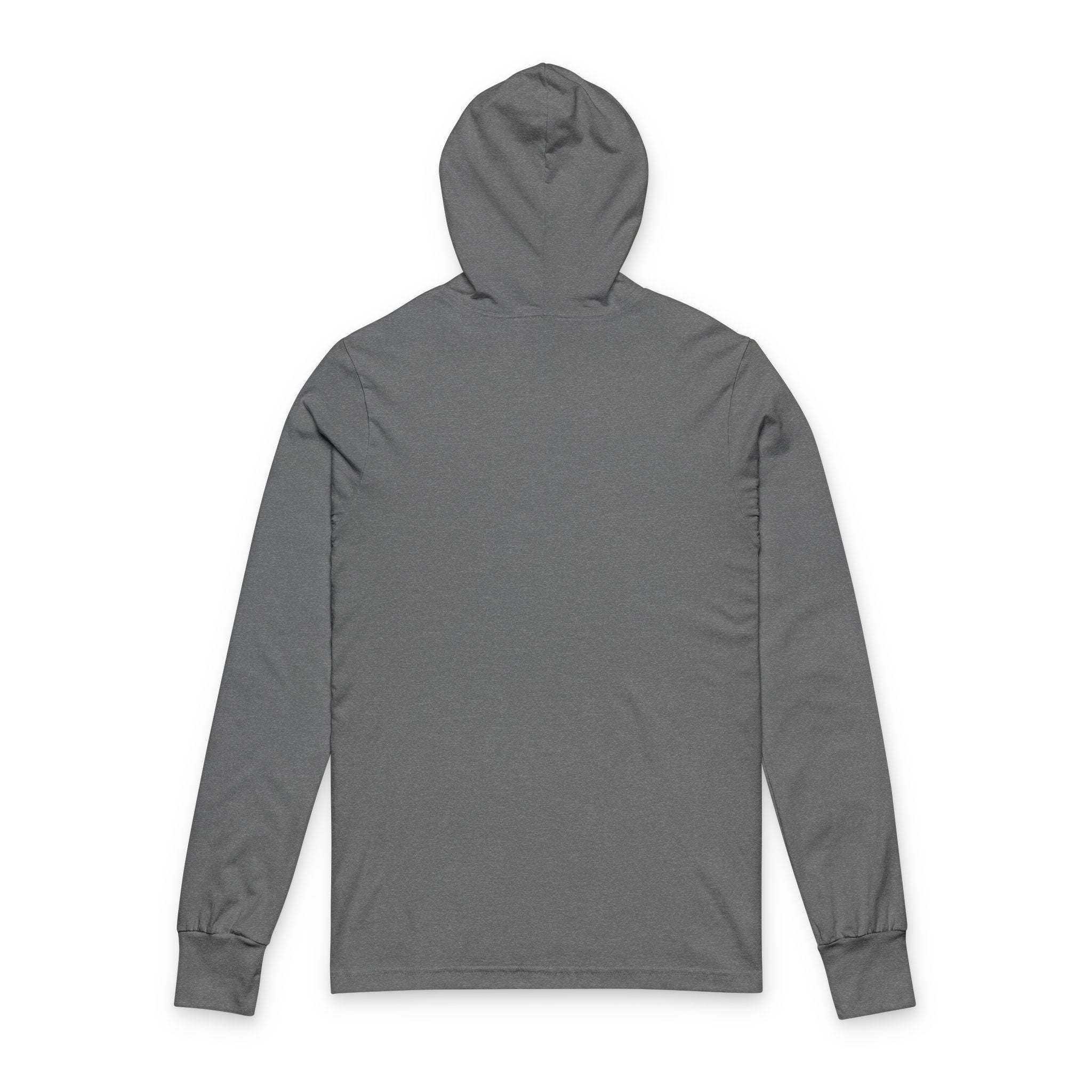 gray long sleeve Autism Awareness Hooded tee with crossover V neckline and side seams