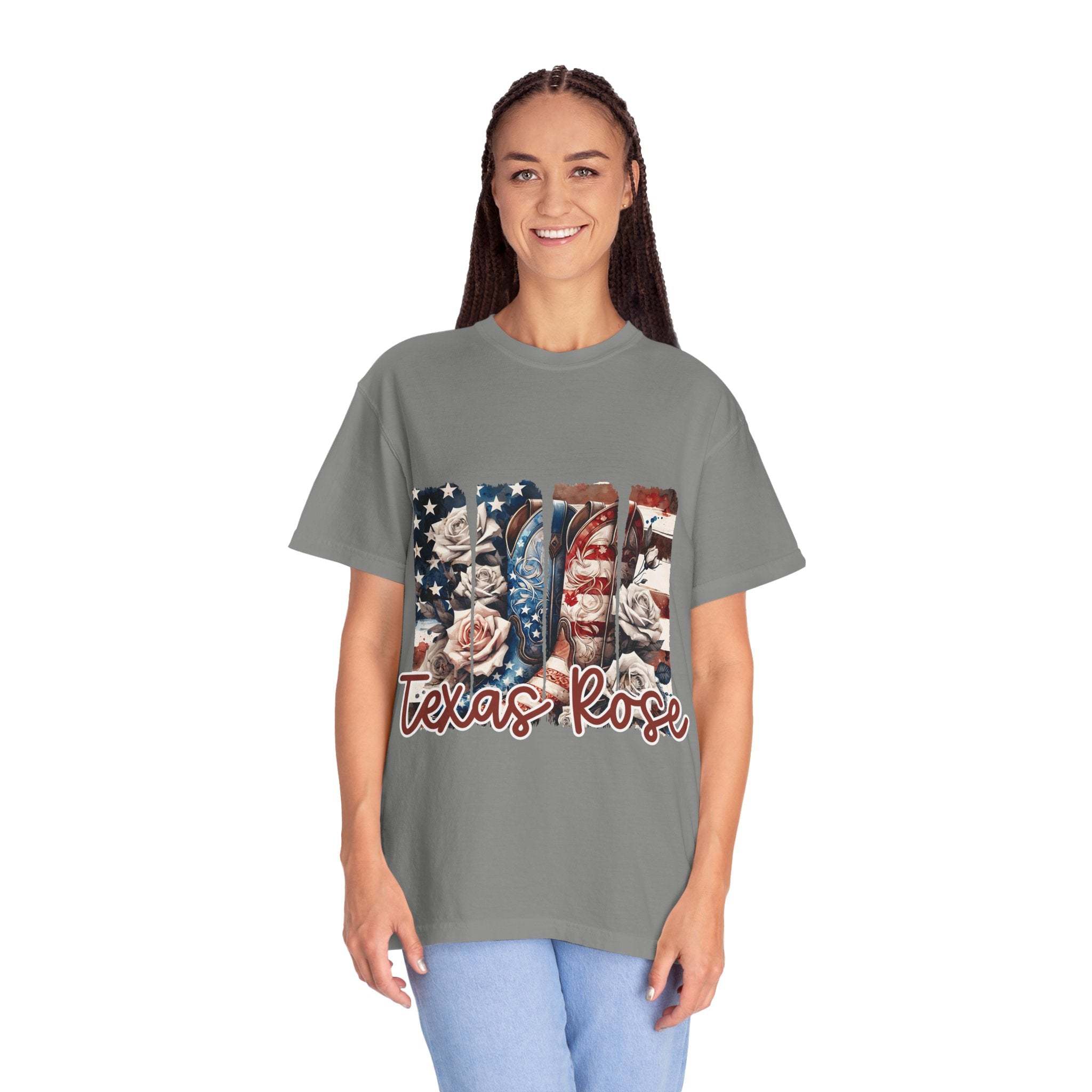 Texas Rose T-Shirt soft cotton tee with faded hue and relaxed fit inspired by Texas wild rose
