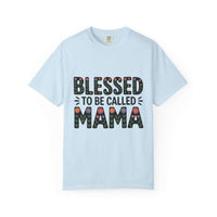Floral "Blessed To Be Called Mama" T-Shirt with vintage wash and floral lettering celebrating motherhood