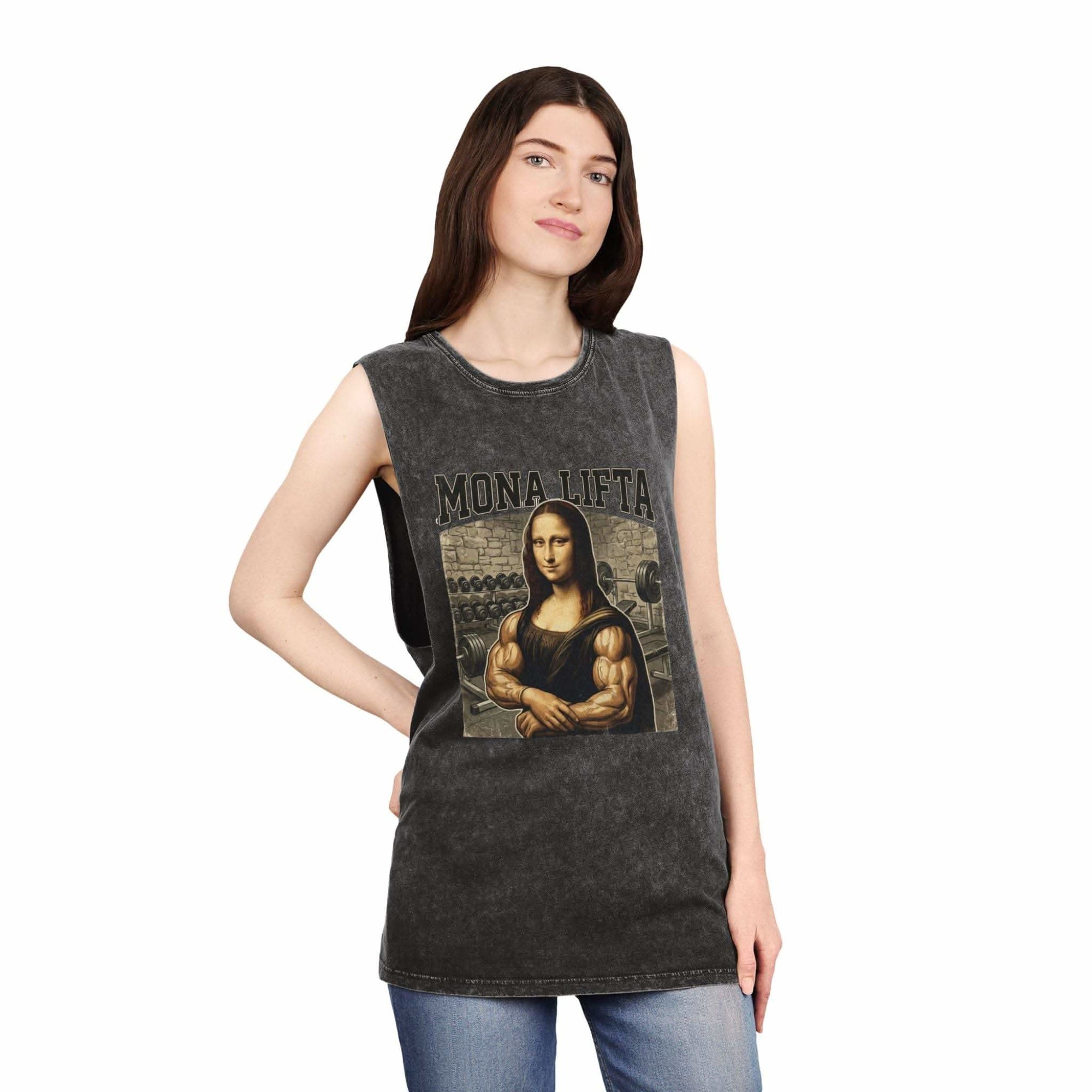 Mona Lifta muscle Mona Lisa tank top | vintage stonewash art tee