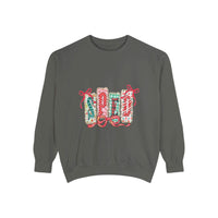 Garment-dyed charcoal sweatshirt with festive SPED Christmas design for special education teachers
