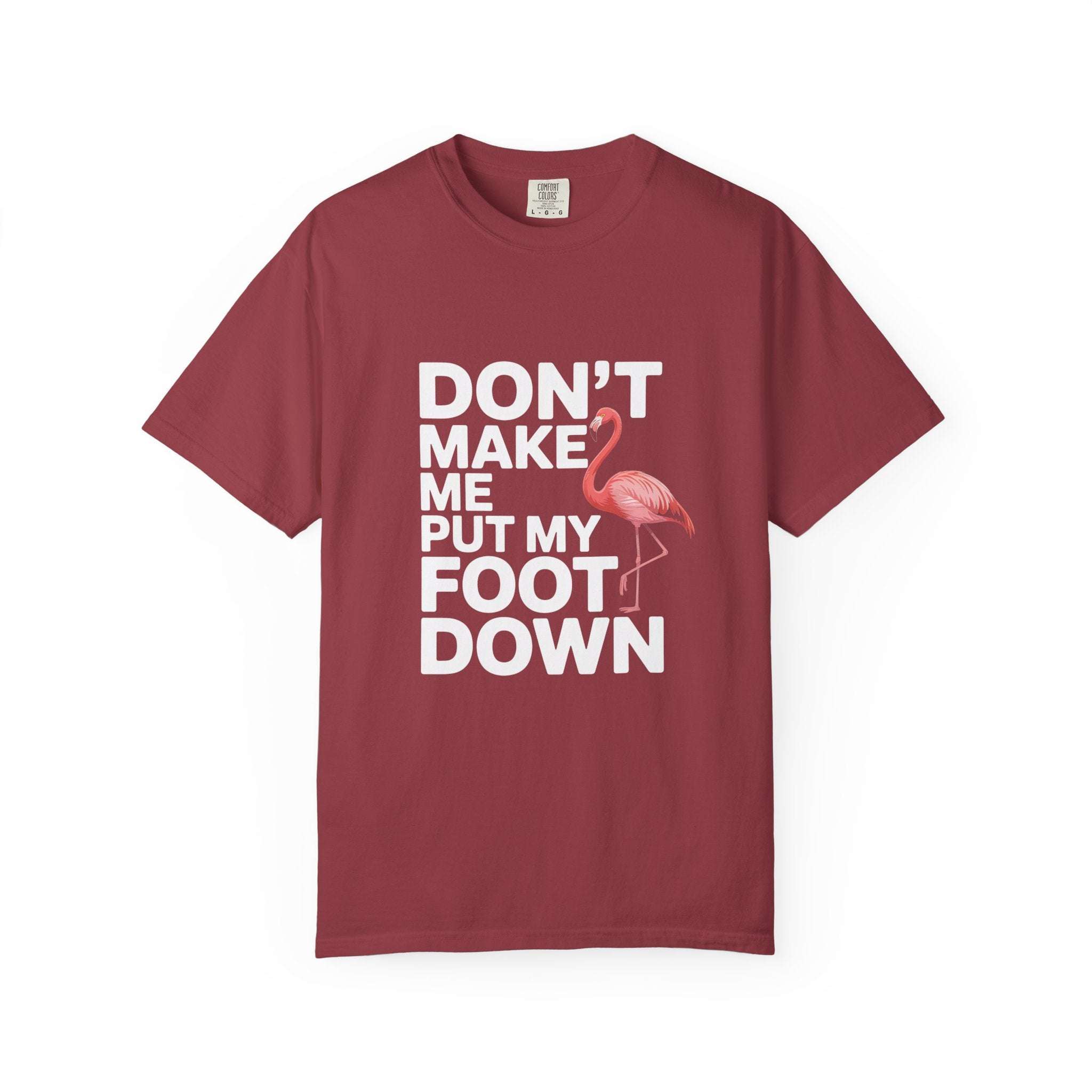 Dont Make Me Put My Foot Down Flamingo T-shirt | Funny Bird Quote Tee
