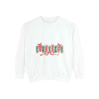 True Navy garment-dyed sweatshirt with festive Christmas design, perfect for holiday apparel by Printify
