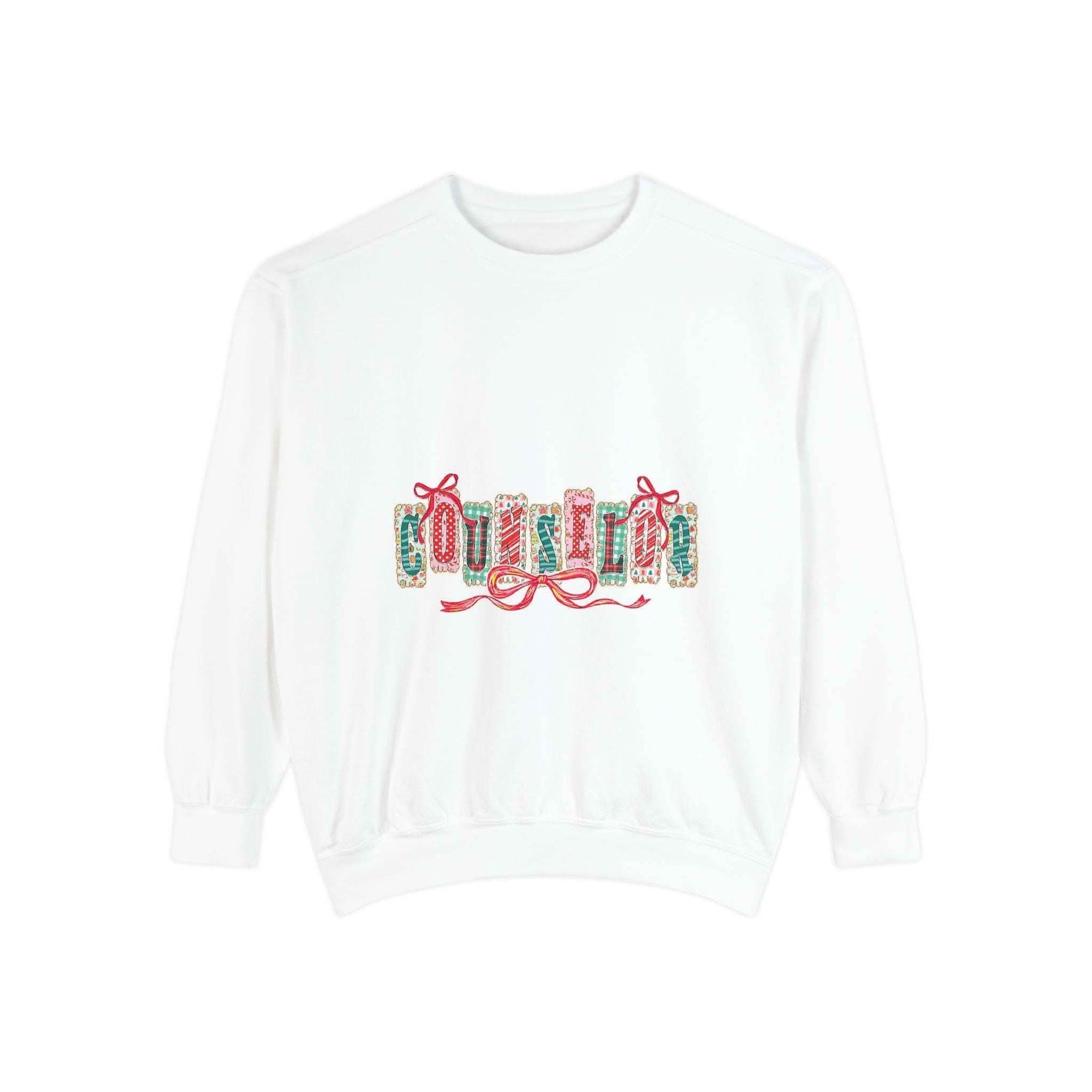 True Navy garment-dyed sweatshirt with festive Christmas design, perfect for holiday apparel by Printify