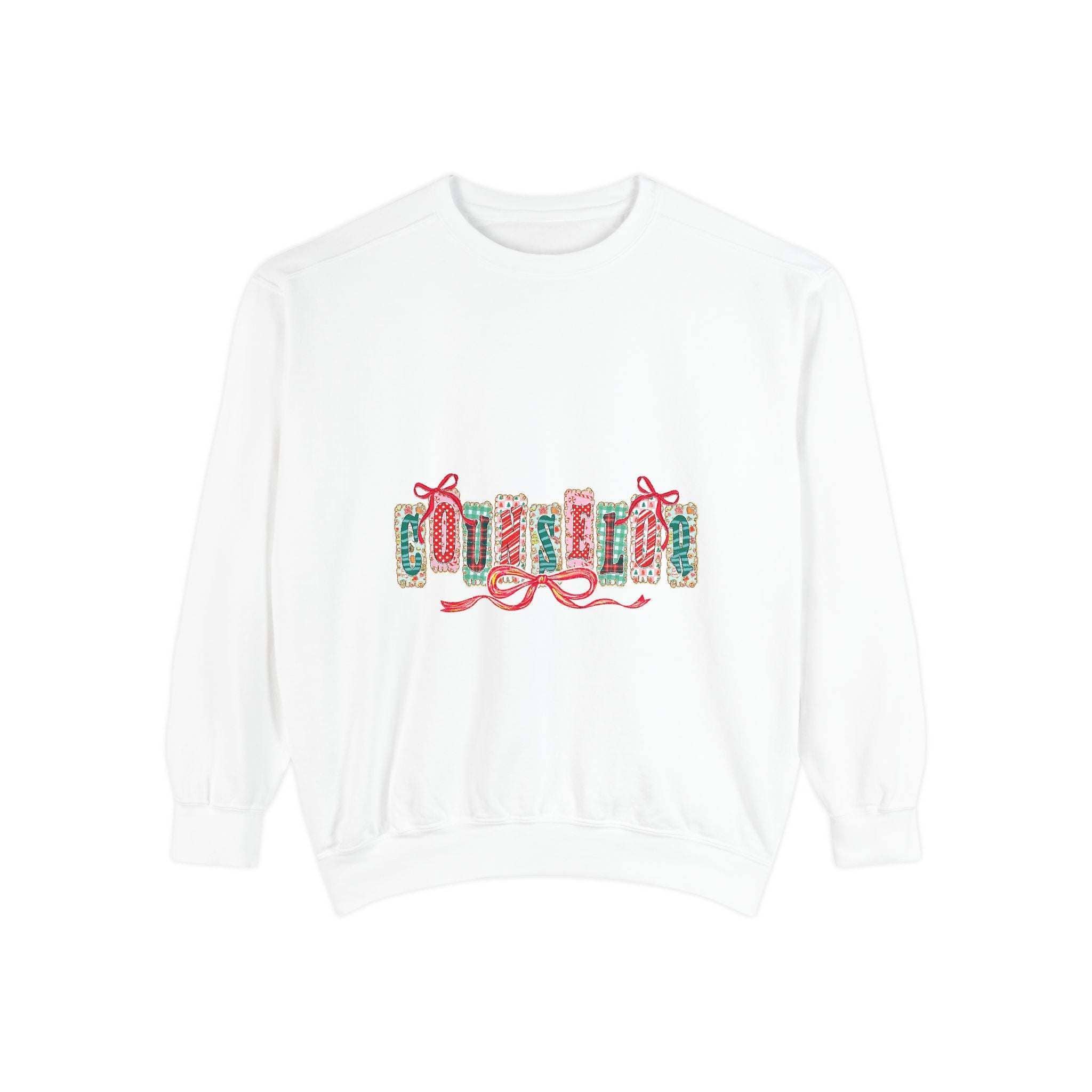 True Navy garment-dyed sweatshirt with festive Christmas design, perfect for holiday apparel by Printify