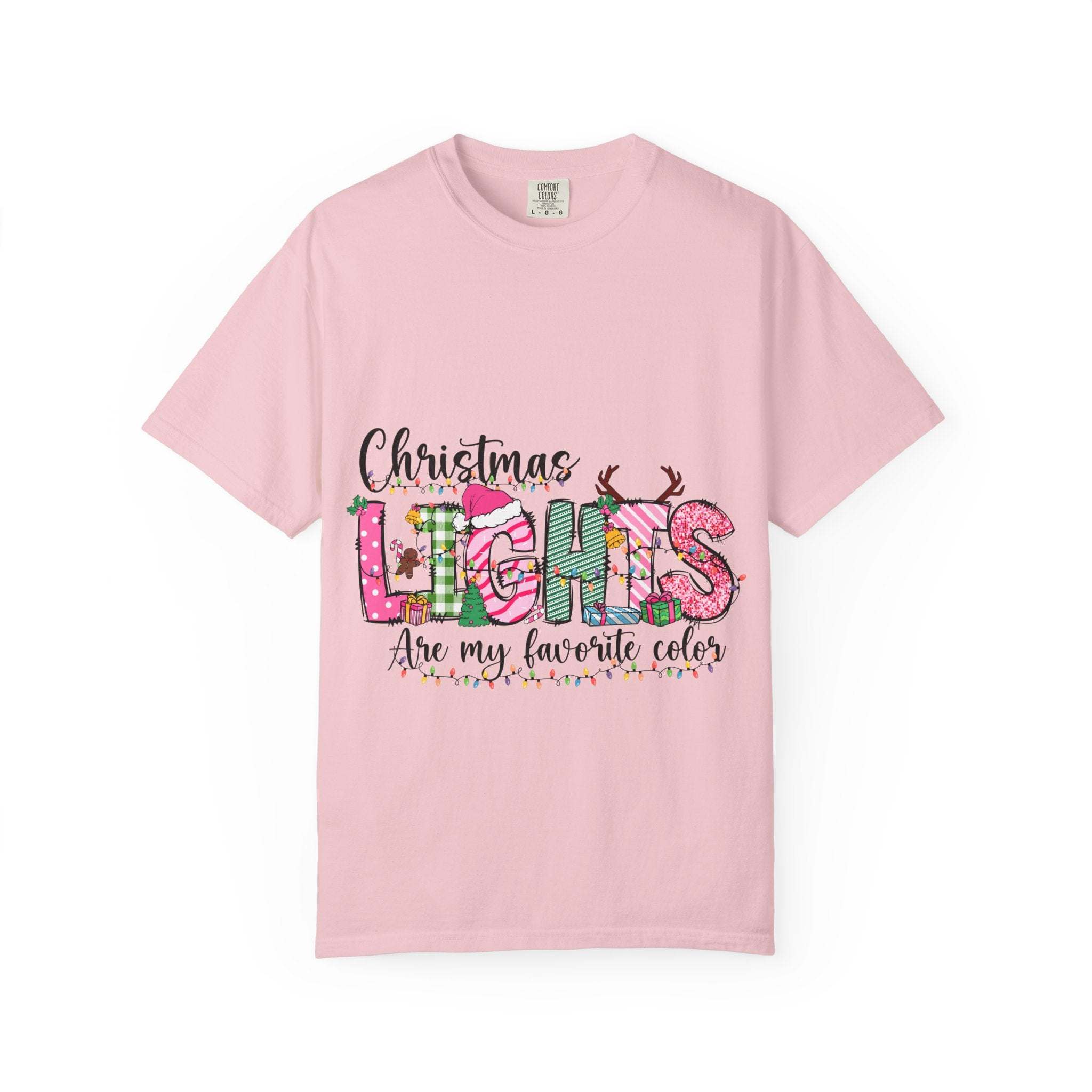 Christmas Lights Are My Favorite Color T-Shirt - Garment Dyed Cotton