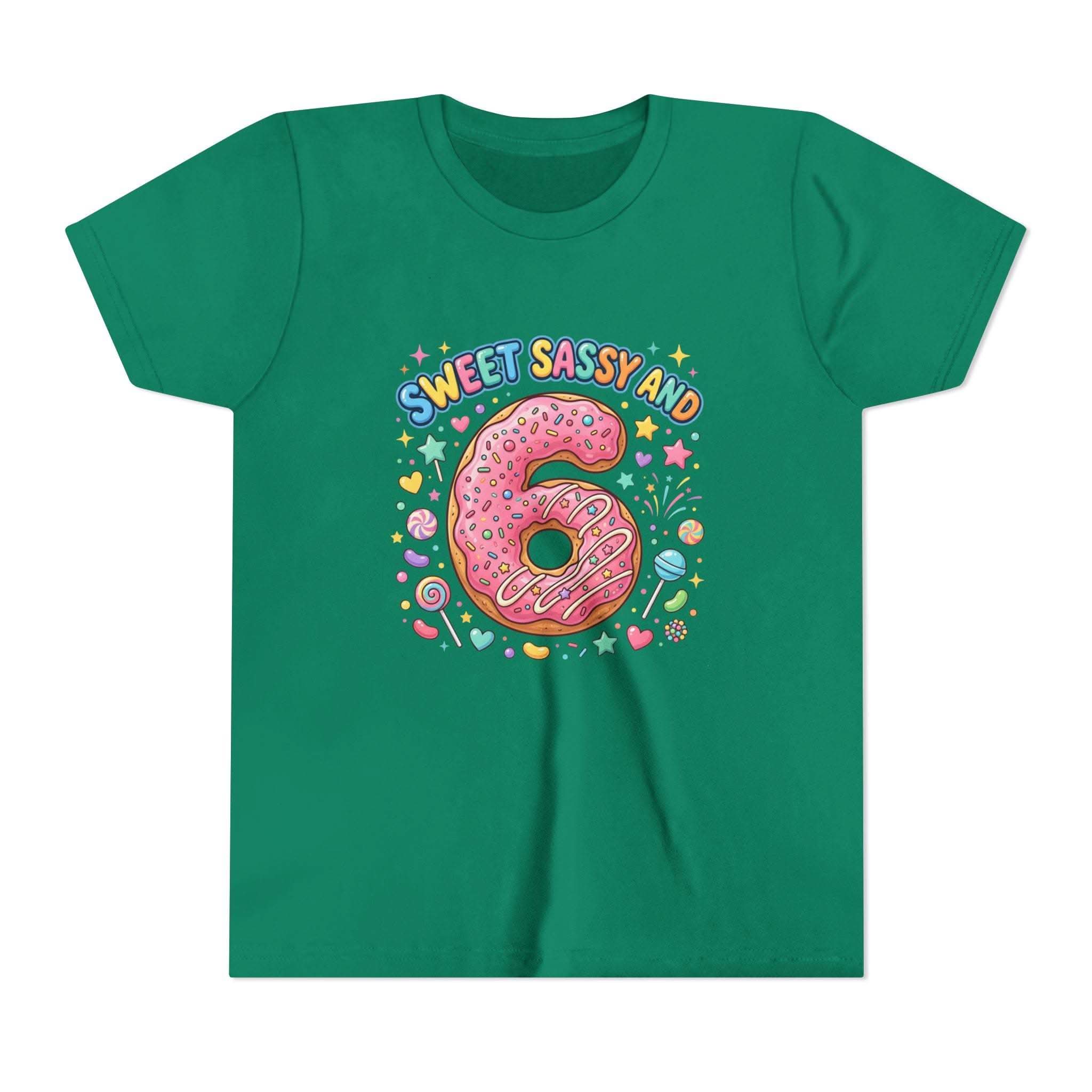 Sweet Sassy and 6 Youth Tee | Donut Number Six Birthday Shirt