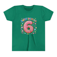 Sweet Sassy and 6 Youth Tee | Donut Number Six Birthday Shirt