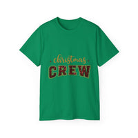 Antique Cherry Red glitter t-shirt with crew neck for Christmas, by Printify, festive holiday apparel