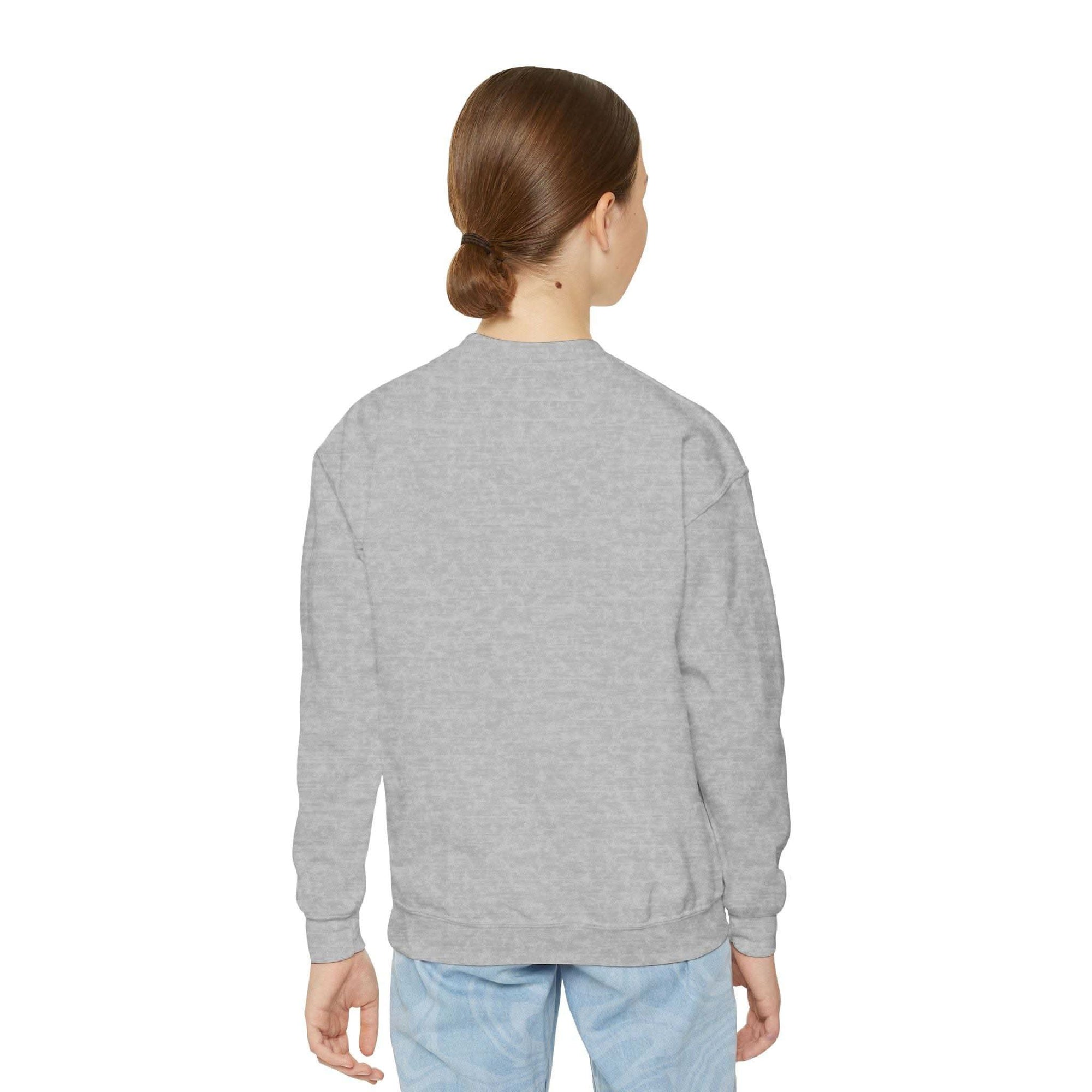 Youth crewneck sweatshirt back view in gray for Pelican Santa Hat holiday collection