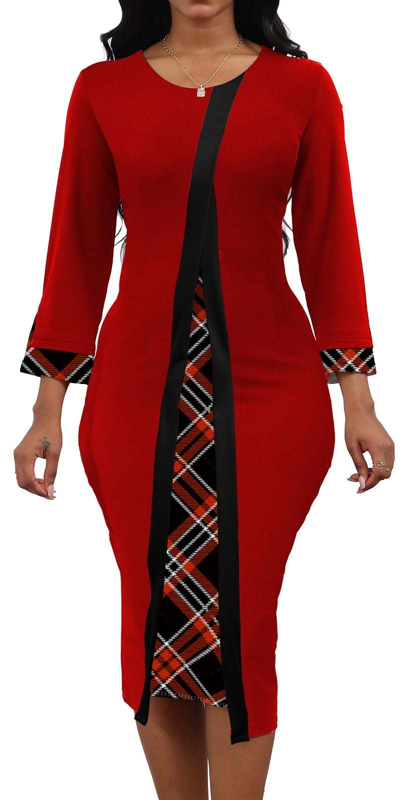 Ladies floral bodycon dress with vibrant print and pencil silhouette for work and church