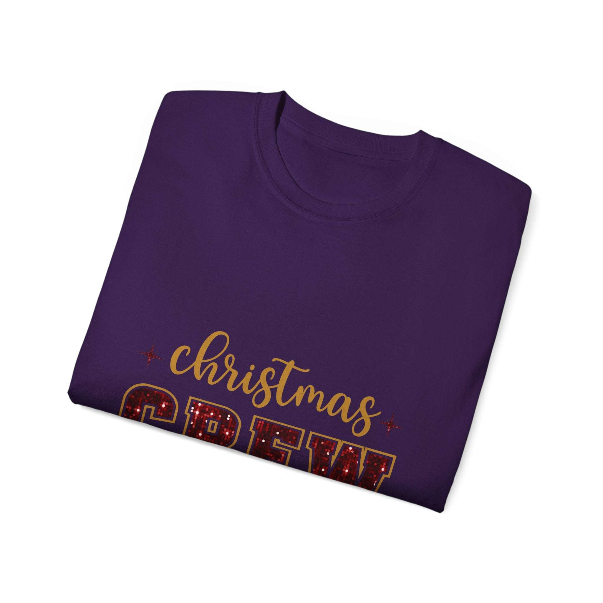 Christmas Crew Faux Glitter Tee - Festive Holiday T-Shirt